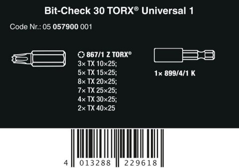 ZESTAW BITÓW BIT-CHECK 30 TX UNIVERSAL 1 SB, 30 CZ. ZESTAW BITÓW BIT-CHECK 30 TX UNIVERSAL 1 SB, 30 CZ.
