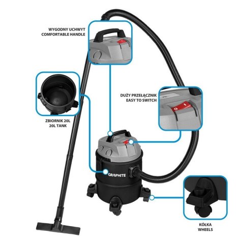 ODKURZACZ PRZEMYSŁOWY 1200W 20L ODKURZACZ PRZEMYSŁOWY 1200W 20L