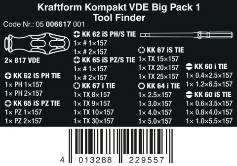 ZESTAW WKRĘTAKÓW KRAFTFORM KOMPAKT VDE BIG PACK 1, 26 CZ. ZESTAW WKRĘTAKÓW KRAFTFORM KOMPAKT VDE BIG PACK 1, 26 CZ.