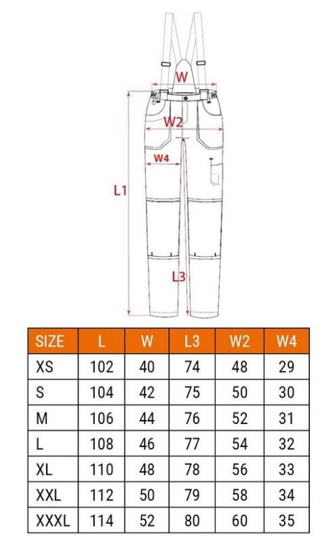 SPODNIE ROBOCZE NA SZELKACH 6W1, ROZMIAR XXXL SPODNIE ROBOCZE NA SZELKACH 6W1, ROZMIAR XXXL