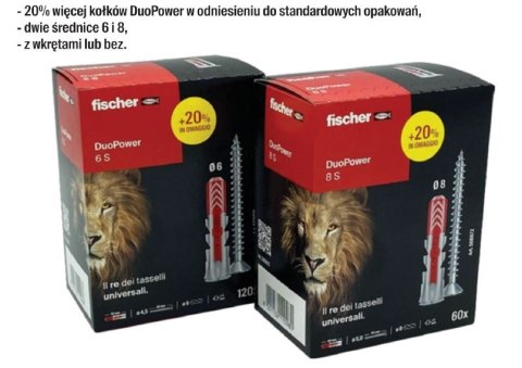 KOŁEK DUOPOWER 6*30 S Z WKRĘTEM MOCOWANIE UNIWERSALNE 60 SZT KOŁEK DUOPOWER 6*30 S Z WKRĘTEM MOCOWANIE UNIWERSALNE 60 SZT
