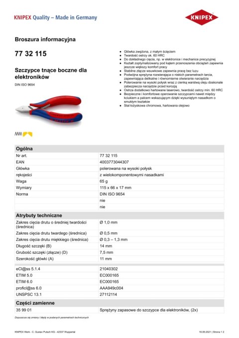SZCZYPCE TNĄCE BOCZNE 115MM SZCZYPCE TNĄCE BOCZNE 115MM