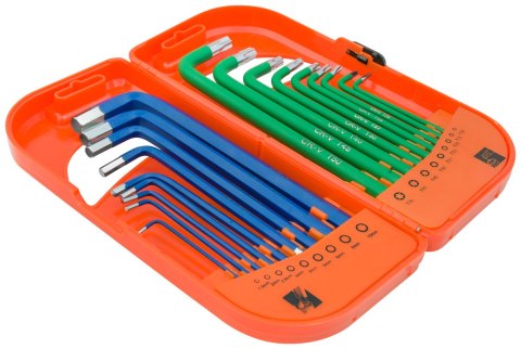 KOMPLET KLUCZY TRZPIENIOWYCH HEX I TORX DŁUGIE 18 SZTUK KOMPLET KLUCZY TRZPIENIOWYCH HEX I TORX DŁUGIE 18 SZTUK