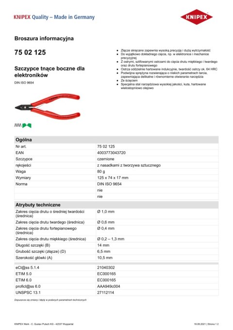 SZCZYPCE TNĄCE BOCZNE 125MM SZCZYPCE TNĄCE BOCZNE 125MM