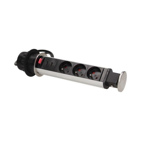 GNIAZDO MEBLOWE 3X2P+Z BLATU 6CM BLOK INOX 1,8M GNIAZDO MEBLOWE 3X2P+Z BLATU 6CM BLOK INOX 1,8M