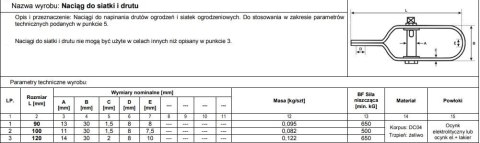NAPINACZ SIATKI 100MM OCYNKOWANY NAPINACZ SIATKI 100MM OCYNKOWANY