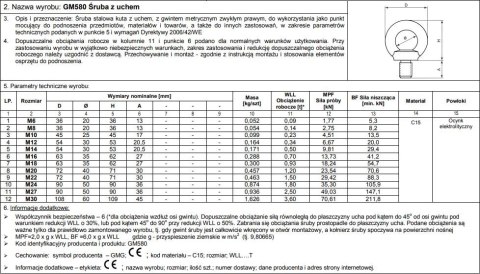 ŚRUBA Z UCHEM OCYNKOWANY DIN580 6*1MM ŚRUBA Z UCHEM OCYNKOWANY DIN580 6*1MM