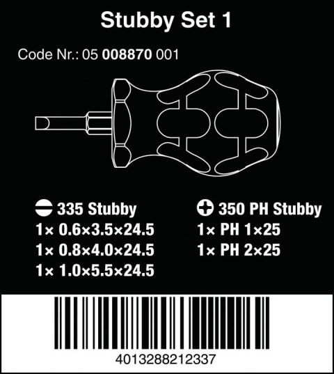 ZESTAW WKRĘTAKÓW STUBBY SET 1, 5SZT. ZESTAW WKRĘTAKÓW STUBBY SET 1, 5SZT.