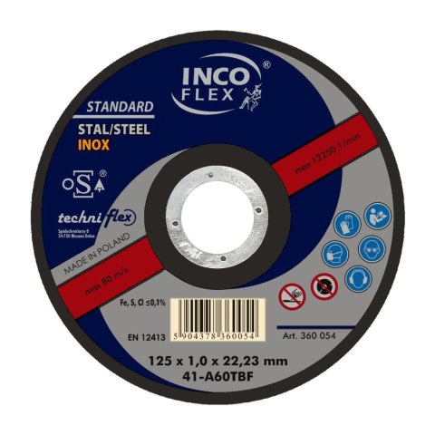 TARCZA PŁASKA T1A 125*1.0*22 TARCZA PŁASKA T1A 125*1.0*22