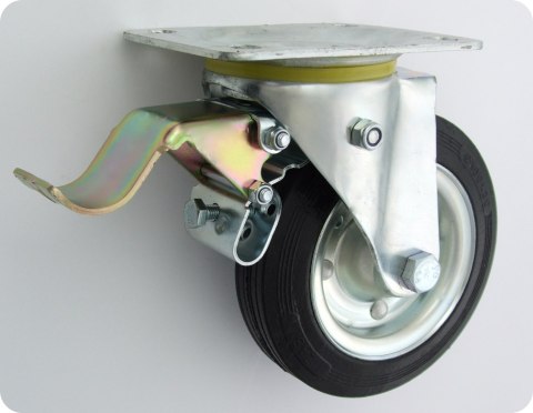 KOŁO METAL-GUMA 160MM OBUDOWA SKRĘTNA+HAMULEC 45H KOŁO METAL-GUMA 160MM OBUDOWA SKRĘTNA+HAMULEC 45H