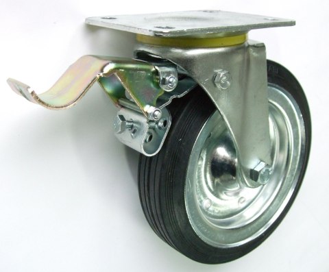 KOŁO METAL-GUMA 200MM OBUDOWA SKRĘTNA+HAMULEC 65H KOŁO METAL-GUMA 200MM OBUDOWA SKRĘTNA+HAMULEC 65H