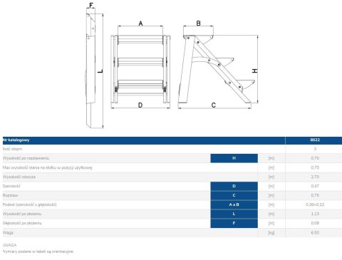 SCHODKI SKŁADANE 70CM 3 STOPNIE SCHODKI SKŁADANE 70CM 3 STOPNIE
