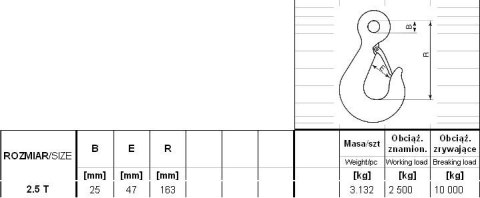 HAK Z ZABEZPIECZENIEM DIN 689 2500KG GM-HZ HAK Z ZABEZPIECZENIEM DIN 689 2500KG GM-HZ