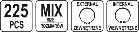 ZESTAW PIERŚCIENI SEGERA ZEWNĘTRZNYCH I WEWNĘTRZNYCH 225SZT ZESTAW PIERŚCIENI SEGERA ZEWNĘTRZNYCH I WEWNĘTRZNYCH 225SZT
