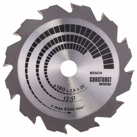 PIŁA TARCZOWA H CONSTRUCT WOOD 160*2,6*20/16Z12 PIŁA TARCZOWA H CONSTRUCT WOOD 160*2,6*20/16Z12