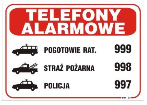TABLICA 25*17.5CM TELEFONY ALARMOWE TABLICA 25*17.5CM TELEFONY ALARMOWE