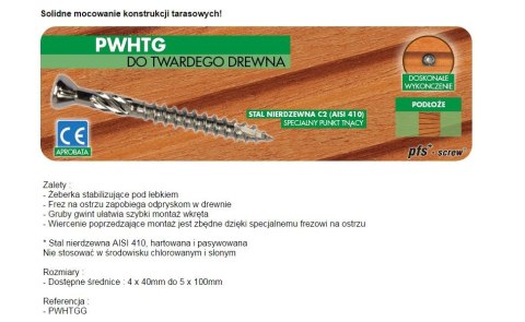 WKRĘT DO DREWNA TWARDEGO TROPIC C2 4*40MM T15 WKRĘT DO DREWNA TWARDEGO TROPIC C2 4*40MM T15