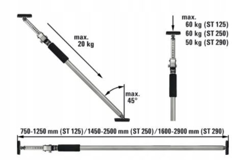 PODPÓRKA SUFITOWA 750-1250MM PODPÓRKA SUFITOWA 750-1250MM