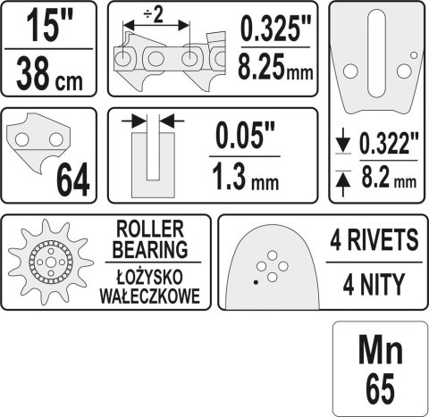 PROWADNICA ŁAŃCUCHA DO PILAREK 15'' 325U PROWADNICA ŁAŃCUCHA DO PILAREK 15'' 325U