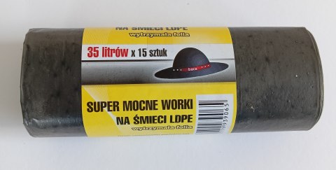 WORKI NA ŚMIECI 35L 50*60LD CZARNE 15 SZTUK WORKI NA ŚMIECI 35L 50*60LD CZARNE 15 SZTUK