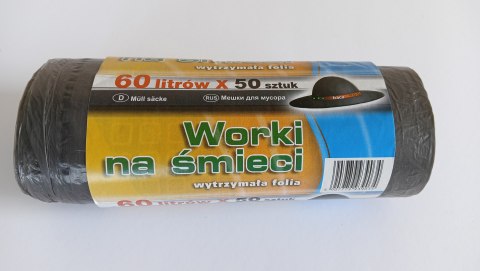 WORKI NA ŚMIECI 60L 60*80HD CZARNE 50 SZTUK WORKI NA ŚMIECI 60L 60*80HD CZARNE 50 SZTUK
