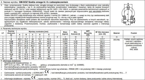 SZEKLA OMEGA Z ZABEZPIECZENIEM KL.6 GM-SOZ 6.5T WLL SZEKLA OMEGA Z ZABEZPIECZENIEM KL.6 GM-SOZ 6.5T WLL