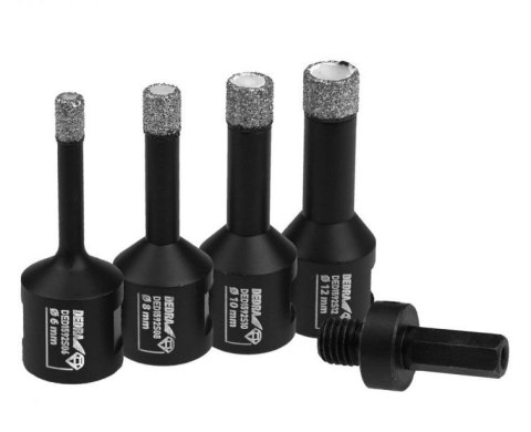 ZESTAW KORONEK DIAMENTOWYCH VACUUM BRAZED 6,8,10,12MM + ADAP ZESTAW KORONEK DIAMENTOWYCH VACUUM BRAZED 6,8,10,12MM + ADAP