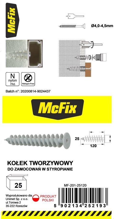 DYBEL DO MOCOWANIA W IZOLACJI 25*120MM NYLON DYBEL DO MOCOWANIA W IZOLACJI 25*120MM NYLON