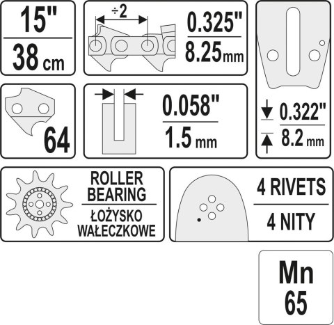 PROWADNICA ŁAŃCUCHA DO PILAREK 15'' 325U PROWADNICA ŁAŃCUCHA DO PILAREK 15'' 325U