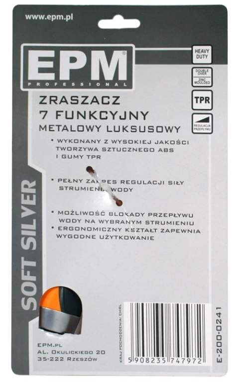 ZRASZACZ PISTOLETOWY REGULOWANY 7-FUNKCYJMY SOFT SILVER ZRASZACZ PISTOLETOWY REGULOWANY 7-FUNKCYJMY SOFT SILVER