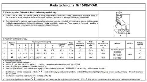 HAK ZAWIESIOWY SWORZNIOWY Z ZABEZPIECZENIEM G10 8MM WLL HAK ZAWIESIOWY SWORZNIOWY Z ZABEZPIECZENIEM G10 8MM WLL