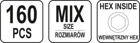 160 SZT ŚRUB IMBUSOWYCH BEZ ŁBA USTALAJĄCE MIX 160 SZT ŚRUB IMBUSOWYCH BEZ ŁBA USTALAJĄCE MIX