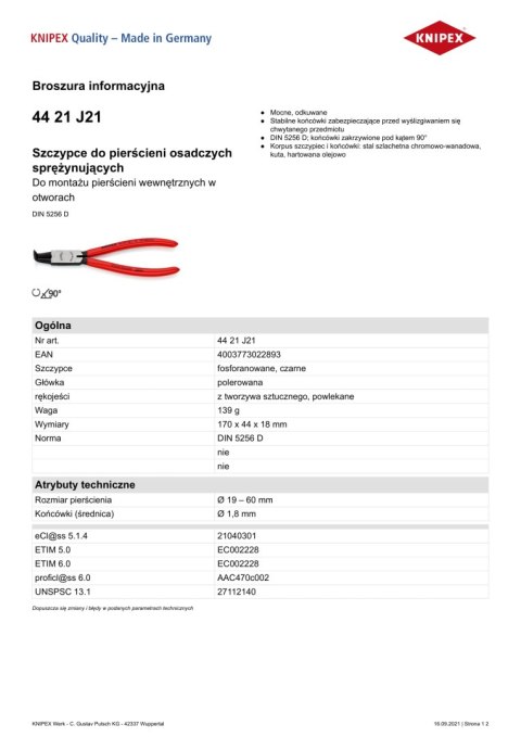 SZCZYPCE DO PIERŚCIENI SEGERA WYGIĘTE 90° WEWNĘTRZNE 170MM SZCZYPCE DO PIERŚCIENI SEGERA WYGIĘTE 90° WEWNĘTRZNE 170MM