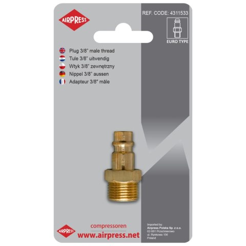 WTYK SZYBKOZŁĄCZKI Z GWINTEM ZEWNĘTRZNYM 3/8'' WTYK SZYBKOZŁĄCZKI Z GWINTEM ZEWNĘTRZNYM 3/8''
