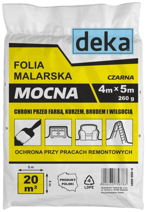 FOLIA MALARSKA MOCNA CZARNA 4*5M 300G FOLIA MALARSKA MOCNA CZARNA 4*5M 300G