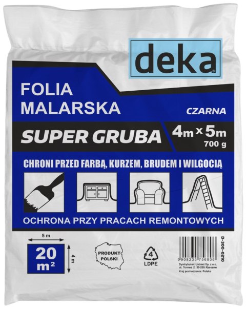 FOLIA MALARSKA SUPER GRUBA CZARNA 4*5M 700G FOLIA MALARSKA SUPER GRUBA CZARNA 4*5M 700G