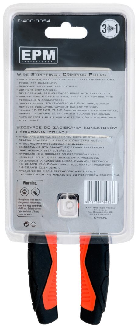 SZCZYPCE DO ZACISKANIA KONEKTORÓW 3W1 190MM INDUSTRIAL GRADE SZCZYPCE DO ZACISKANIA KONEKTORÓW 3W1 190MM INDUSTRIAL GRADE