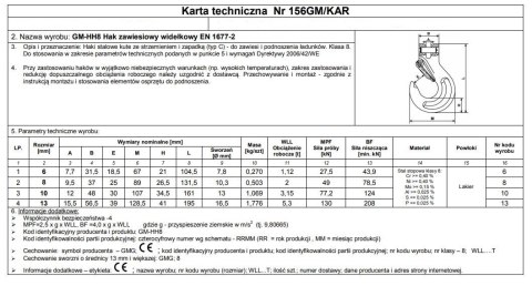 HAK ZAWIESIOWY WIDEŁKOWY Z ZABEZPIECZENIEM G8 13MM WLL5.3T HAK ZAWIESIOWY WIDEŁKOWY Z ZABEZPIECZENIEM G8 13MM WLL5.3T