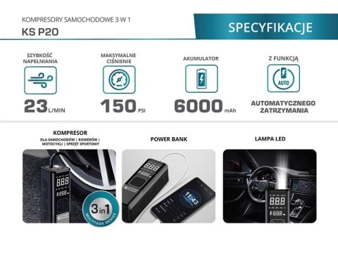 KOMPRESOR AKUMULATOROWY 3 W 1 KS P20 KOMPRESOR AKUMULATOROWY 3 W 1 KS P20