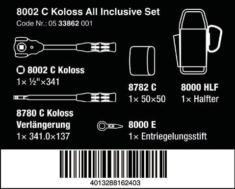 ZESTAW GRZECHOTKA KOLOSS ALL INCLUSIVE 1/2'' ZESTAW GRZECHOTKA KOLOSS ALL INCLUSIVE 1/2''
