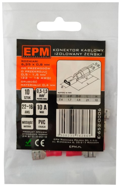 KOŃCÓWKA NASUWKA IZOLOWANA 0.5-1.5MM 0.8-6.35 10 SZTUK KOŃCÓWKA NASUWKA IZOLOWANA 0.5-1.5MM 0.8-6.35 10 SZTUK