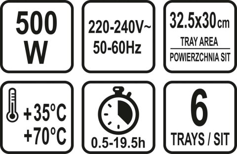 SUSZARKA SPOŻYWCZA, 6 SIT, 420-500W. SUSZARKA SPOŻYWCZA, 6 SIT, 420-500W.