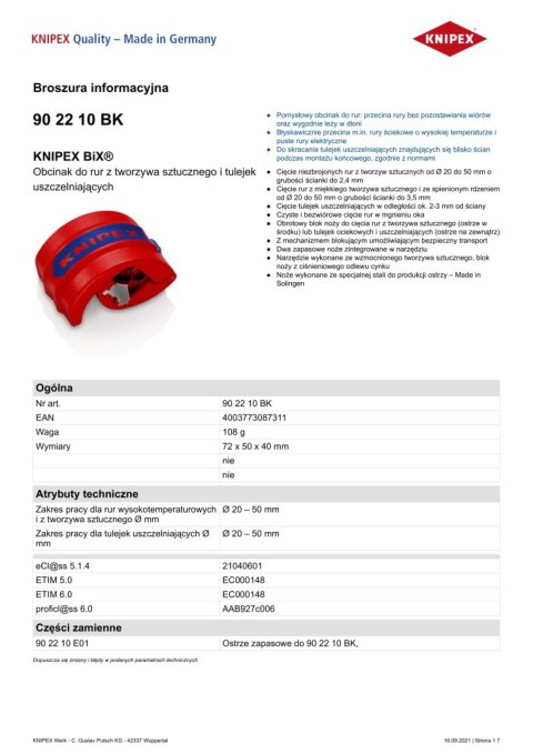 OBCINAK BIX DO RUR Z TWORZYWA I TULEJEK 20-50MM OBCINAK BIX DO RUR Z TWORZYWA I TULEJEK 20-50MM