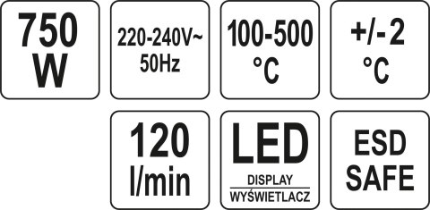 STACJA LUTOWNICZA HOT AIR 750W Z WYŚWIETLACZEM LED STACJA LUTOWNICZA HOT AIR 750W Z WYŚWIETLACZEM LED