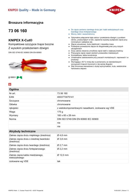 SZCZYPCE TNĄCE BOCZNE X-CUT 160MM,WYSOKIE PRZEŁOŻENIE DŹWIGN SZCZYPCE TNĄCE BOCZNE X-CUT 160MM,WYSOKIE PRZEŁOŻENIE DŹWIGN
