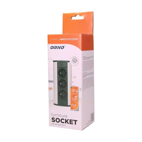 GNIAZDO MEBLOWE 3X2P+Z CZARNO-SREBRNE GNIAZDO MEBLOWE 3X2P+Z CZARNO-SREBRNE