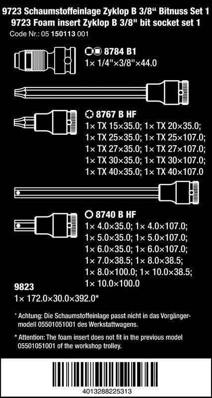 WKŁADKA PIANKOWA ZYKLOP 3/8''B, SET 1, 22CZ. WKŁADKA PIANKOWA ZYKLOP 3/8''B, SET 1, 22CZ.