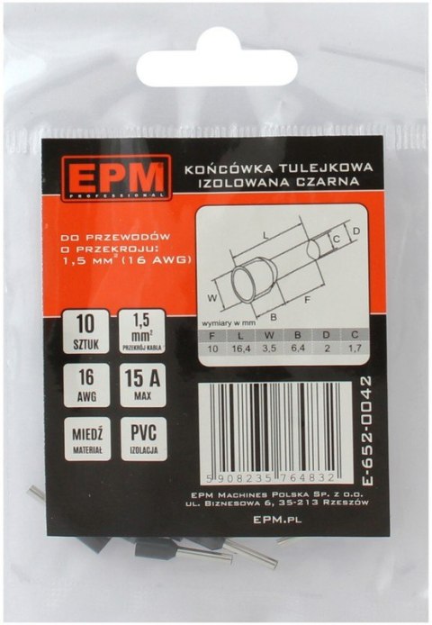 KOŃCÓWKA TULEJKOWA IZOLOWANA 1.5MM 10 SZTUK KOŃCÓWKA TULEJKOWA IZOLOWANA 1.5MM 10 SZTUK