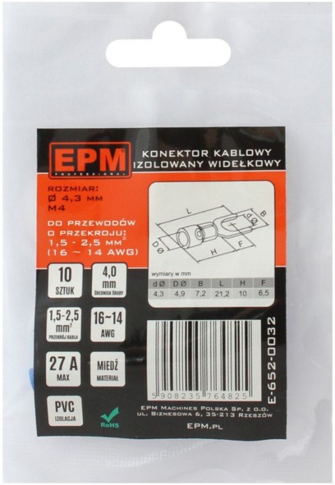 KOŃCÓWKA WIDEŁKOWA IZOLOWANA 1.5-2.5MM 2/4MM 10 SZTUK KOŃCÓWKA WIDEŁKOWA IZOLOWANA 1.5-2.5MM 2/4MM 10 SZTUK