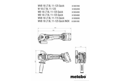 SZLIFIERKA KĄTOWA AKUMULATOROWA 125 WB 18 LT BL 11-125 QUICK SZLIFIERKA KĄTOWA AKUMULATOROWA 125 WB 18 LT BL 11-125 QUICK